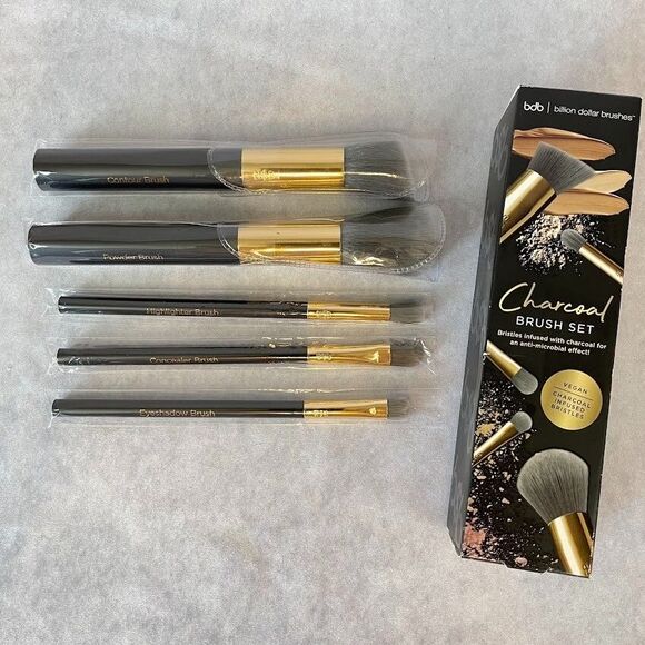 Billion Dollar Brows Charcoal Brush Set Makeup Brush Set 5 Ct NEW in BOX! - Picture 10 of 12